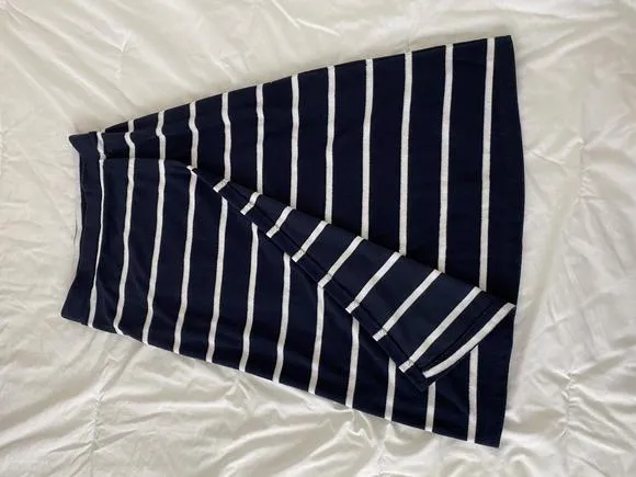 NWT Club Monaco Stripe Terry A-Line Skirt Navy/White Size Small MSRP $129.50