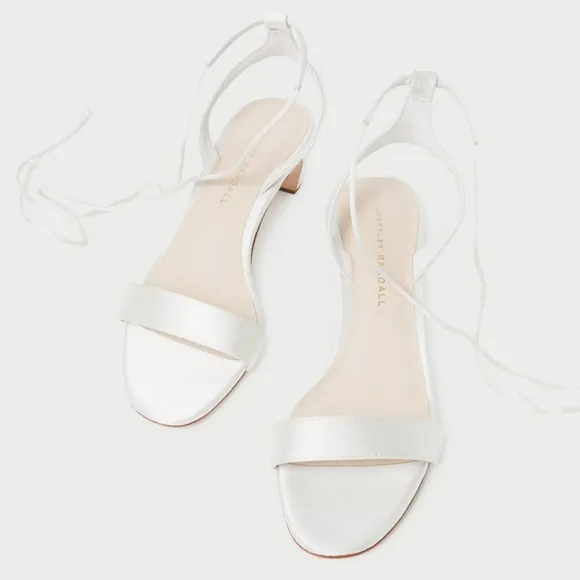 NWT Loeffler Randall Jackie Cream Mid Heel Sandal