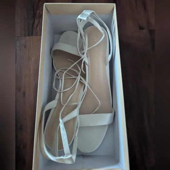 NWT Loeffler Randall Jackie Cream Mid Heel Sandal