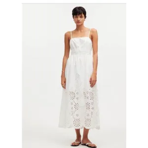 NWT Madewell Poplin Embroidered Tank Midi Dress inWhite Size 0