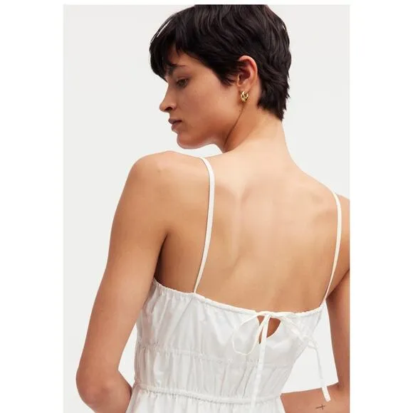 NWT Madewell Poplin Embroidered Tank Midi Dress inWhite Size 0