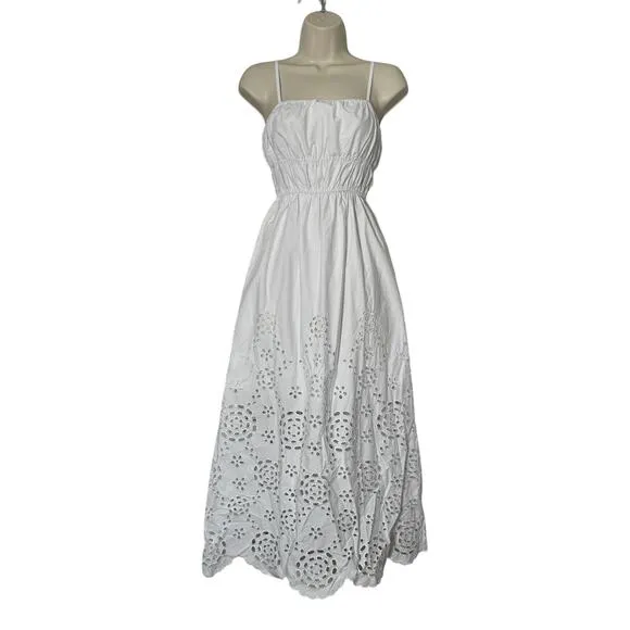NWT Madewell Poplin Embroidered Tank Midi Dress inWhite Size 0