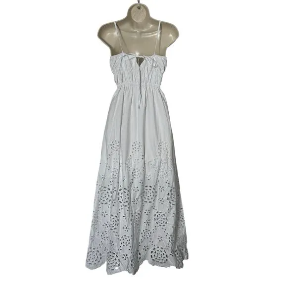 NWT Madewell Poplin Embroidered Tank Midi Dress inWhite Size 0