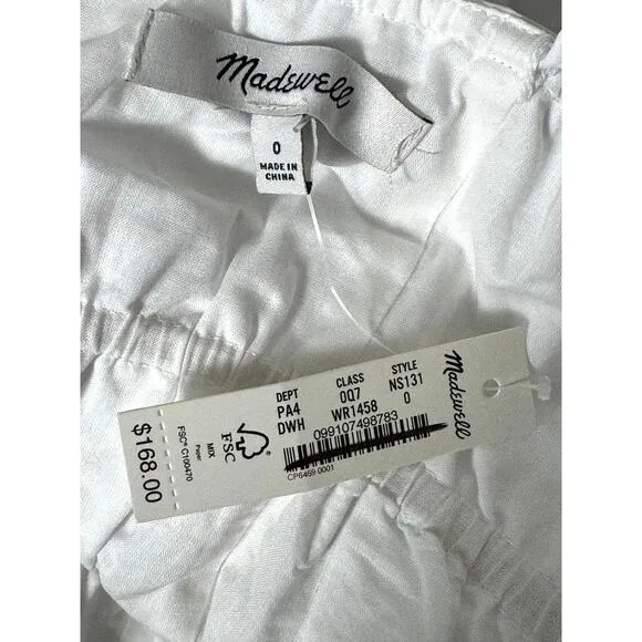 NWT Madewell Poplin Embroidered Tank Midi Dress inWhite Size 0