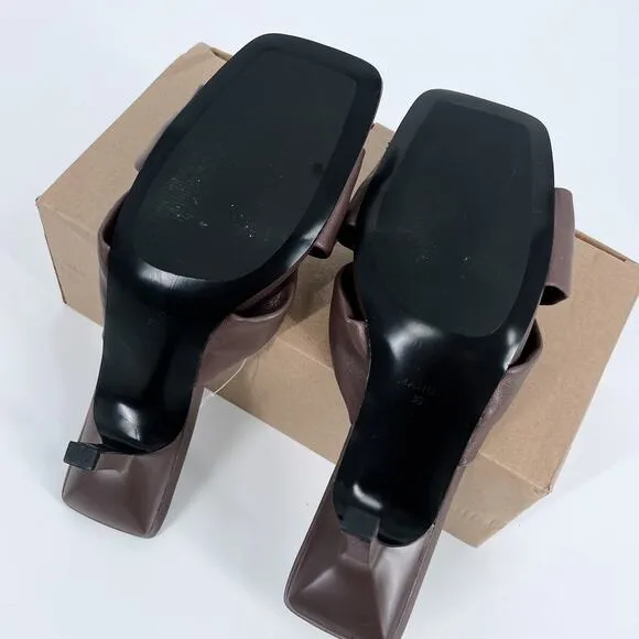 NWT Mango Brown Tie Knot Heel Mules Size 39