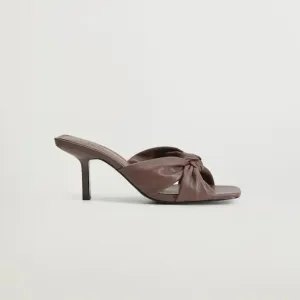 NWT Mango Brown Tie Knot Heel Mules Size 39