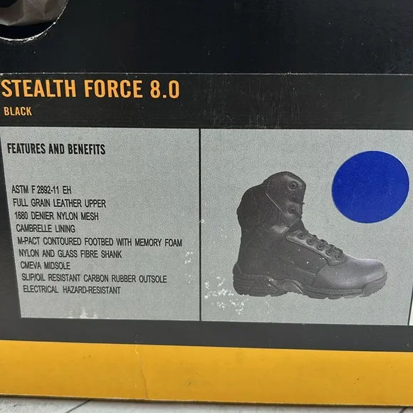 NWT Men’s Magnum 8 Inch WP Stealth Force Boot with Side Zipper Size 7M