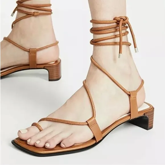 NWT rag &amp; bone Cindy Leather Tie Sandal innCamel/Tan with dustbag Size 7.5