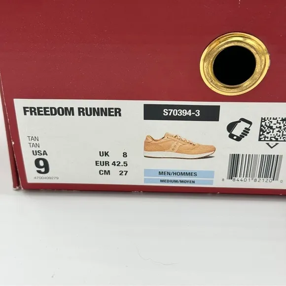 NWT Saucony Originals Freedom Runner Deluxe Tan ALL Leather Mens Brown Sneakers