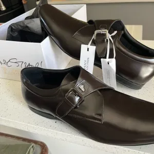 NWT- Size 12  Men’s Versace Collection, Burgundy, Monk Strap Shoes.Tags and box