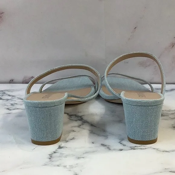 NWT Stuart Weitzman Women's Shoes Aleena 50 Block Slide Light Blue Size 10 US