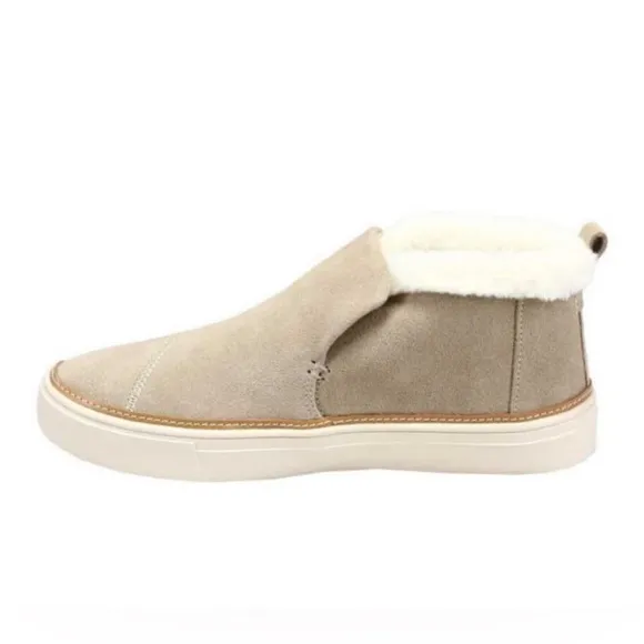 NWT TOMS Shoes Paxton Cobblestone Suede &amp; Faux Fur  Booties |Size 7