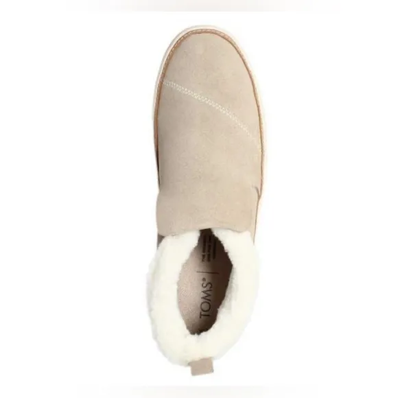 NWT TOMS Shoes Paxton Cobblestone Suede &amp; Faux Fur  Booties |Size 7