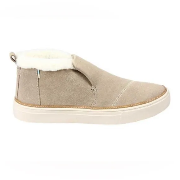 NWT TOMS Shoes Paxton Cobblestone Suede &amp; Faux Fur  Booties |Size 7