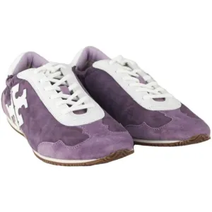 NWT Tory Burch Lilac Sneaker Suede Calf Leather Lace Up Fashion Shoes