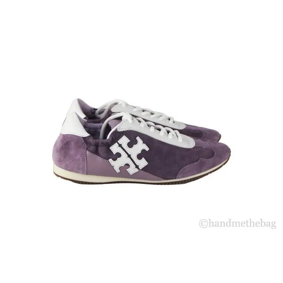 NWT Tory Burch Lilac Sneaker Suede Calf Leather Lace Up Fashion Shoes