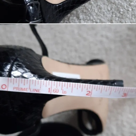 NWT Via Spiga Heels Shoes Size 10 Snake Skin Black Open Toe Sandals