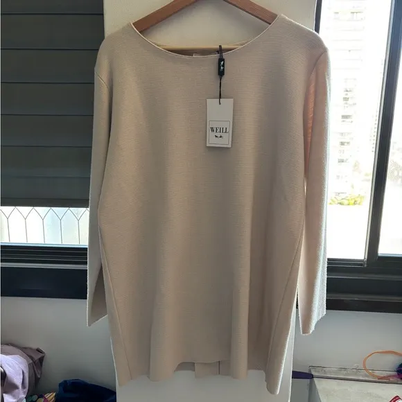 NWT WEILL cream colored long sleeve tunic sweater sz 10