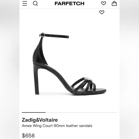 NWT ZADIG and VOLTAIRE Leather Amee Crystal Wing Court Shoe Strappy heels Sandal
