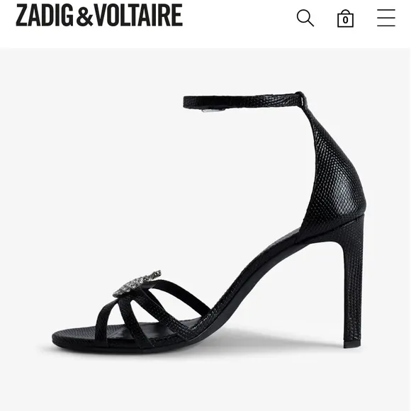 NWT ZADIG and VOLTAIRE Leather Amee Crystal Wing Court Shoe Strappy heels Sandal