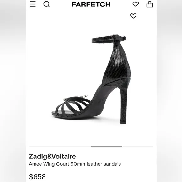 NWT ZADIG and VOLTAIRE Leather Amee Crystal Wing Court Shoe Strappy heels Sandal