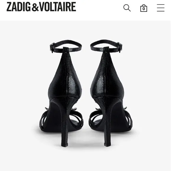 NWT ZADIG and VOLTAIRE Leather Amee Crystal Wing Court Shoe Strappy heels Sandal