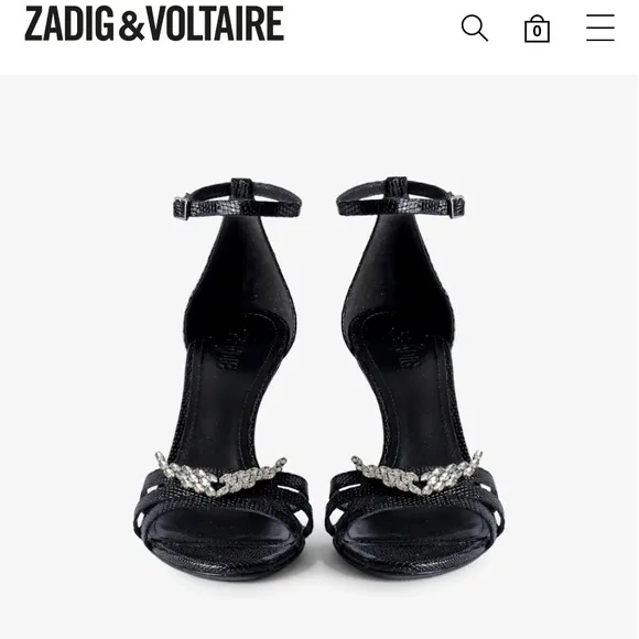 NWT ZADIG and VOLTAIRE Leather Amee Crystal Wing Court Shoe Strappy heels Sandal