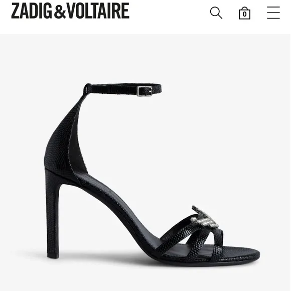 NWT ZADIG and VOLTAIRE Leather Amee Crystal Wing Court Shoe Strappy heels Sandal