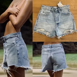 NWT Zara distressed ripped High waist denim jean mini shorts - raw him
