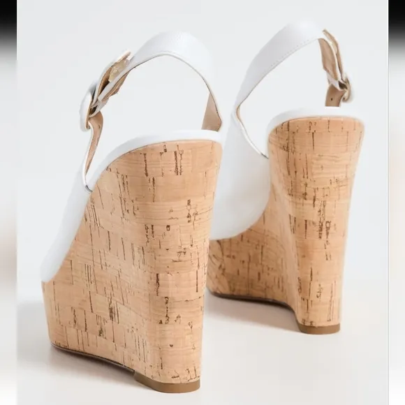 NWT$395 Veronica Beard Dali Cork White Wedge Slingback Platform Heel Sandals 8.5