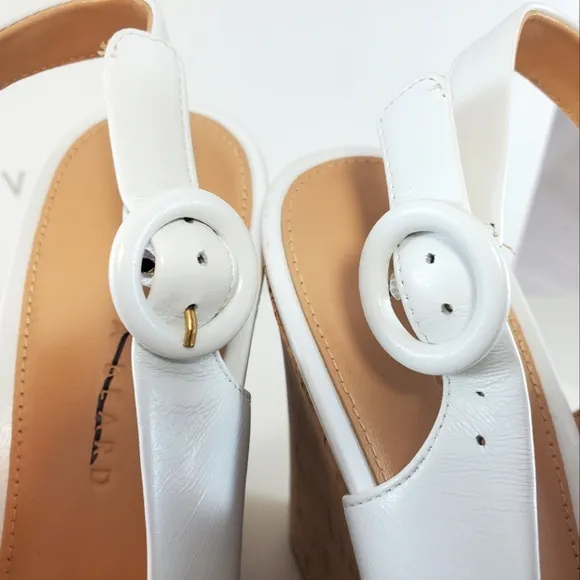 NWT$395 Veronica Beard Dali Cork White Wedge Slingback Platform Heel Sandals 8.5