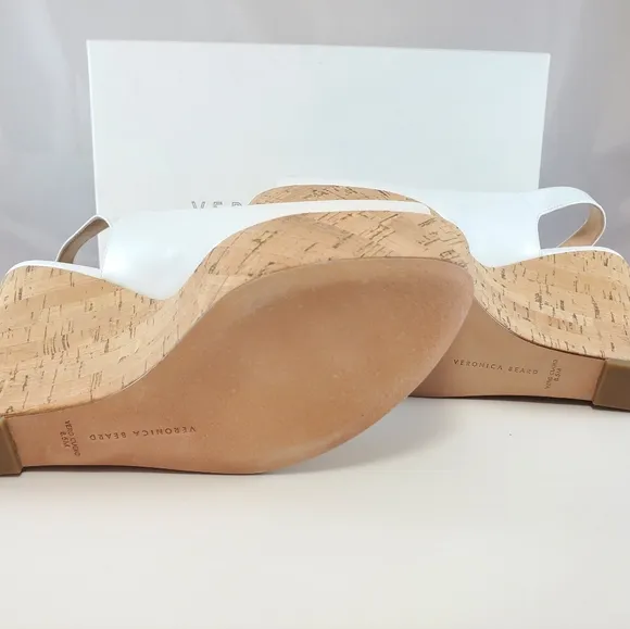 NWT$395 Veronica Beard Dali Cork White Wedge Slingback Platform Heel Sandals 8.5