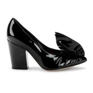 NWT$825 Sergio Rossi Black Ruched Patent Leather Pumps Heels Sandals Sz 37 (7)