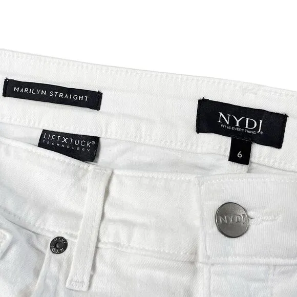 NYDJ Marilyn Straight Crop Lift&amp;Tuck Denium Womens White Jeans Size‎ 6 - NWT
