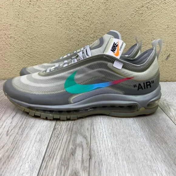 Off White Air Max 97 Shoes Mens Size 10 Gray Menta Sneaker Men AJ4585-101