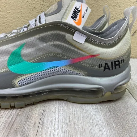 Off White Air Max 97 Shoes Mens Size 10 Gray Menta Sneaker Men AJ4585-101