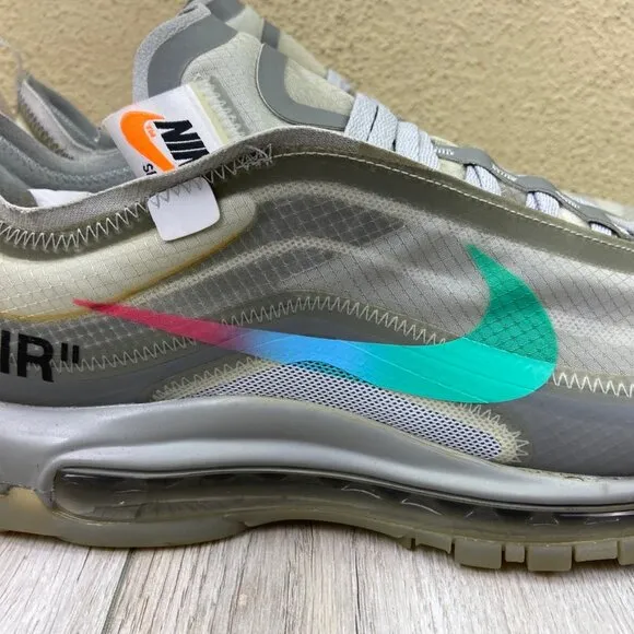 Off White Air Max 97 Shoes Mens Size 10 Gray Menta Sneaker Men AJ4585-101