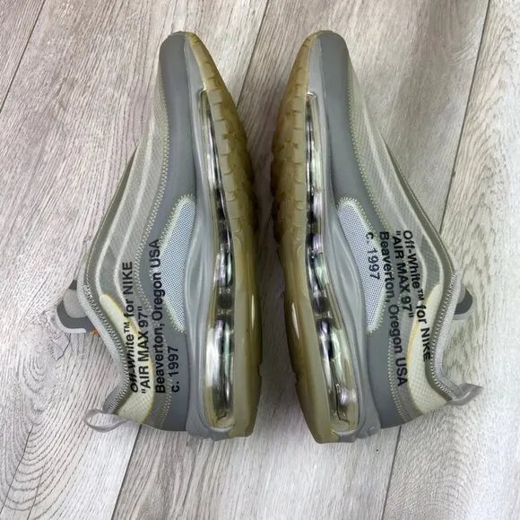 Off White Air Max 97 Shoes Mens Size 10 Gray Menta Sneaker Men AJ4585-101