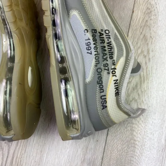 Off White Air Max 97 Shoes Mens Size 10 Gray Menta Sneaker Men AJ4585-101