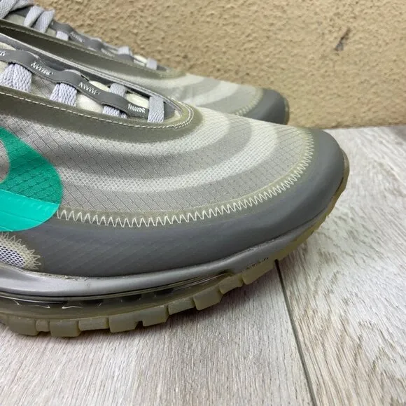 Off White Air Max 97 Shoes Mens Size 10 Gray Menta Sneaker Men AJ4585-101