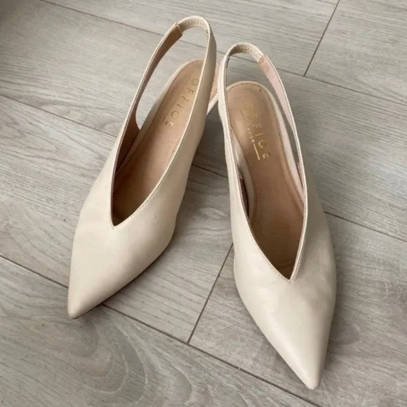 Office Miranda White Sling Back Kitten Heeled Shoes