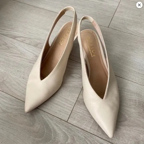 Office Miranda White Sling Back Kitten Heeled Shoes
