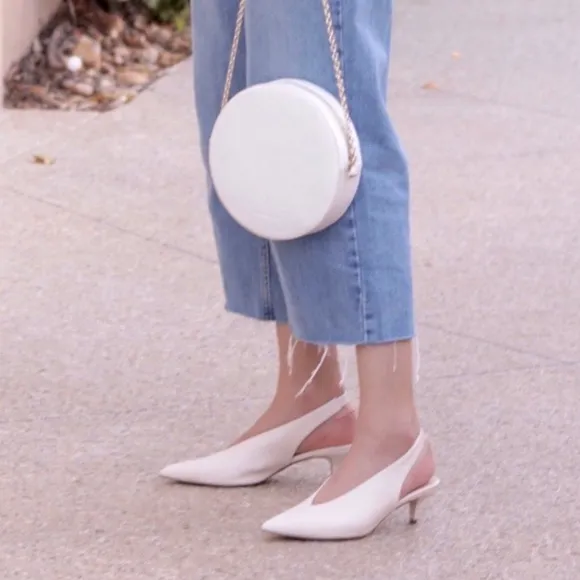 Office Miranda White Sling Back Kitten Heeled Shoes