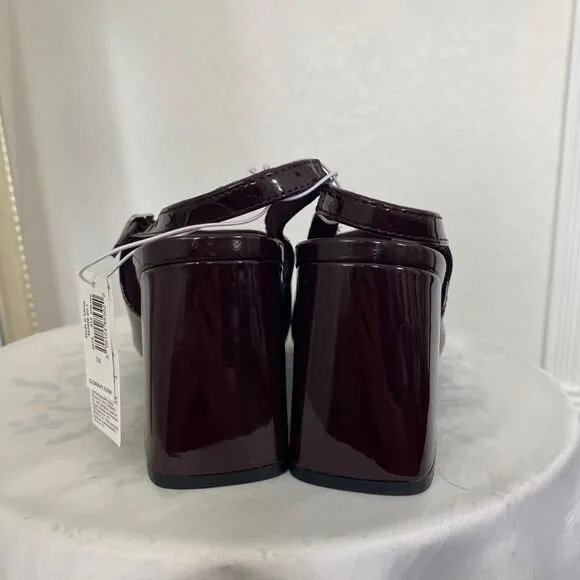 Old Navy NWT Cherry Wine Burgundy Red Mary Jane Slingback Heel Sandals 7.5