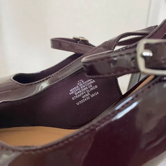 Old Navy NWT Cherry Wine Burgundy Red Mary Jane Slingback Heel Sandals 7.5