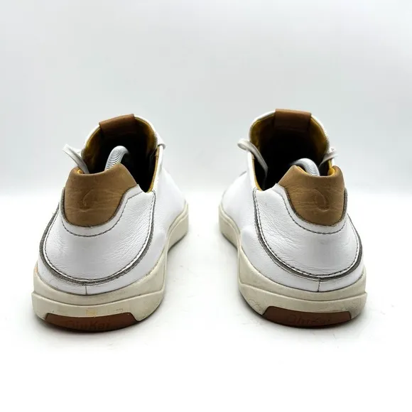OluKai Lae'Ahi Li 'Ili White Leather Lace Up Sneakers Men's Shoes Size 12