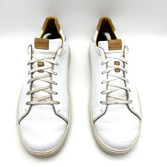 OluKai Lae'Ahi Li 'Ili White Leather Lace Up Sneakers Men's Shoes Size 12