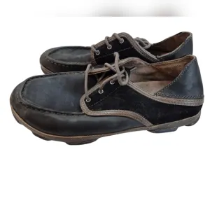 OluKai Men’s Leather Saddle Shoes Black Size 8
