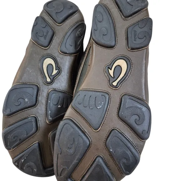 OluKai Men’s Leather Saddle Shoes Black Size 8
