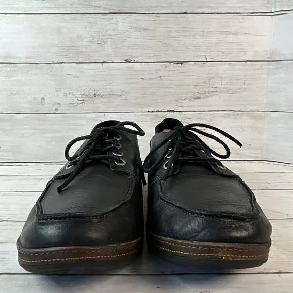 OluKai Oxford Shoes Womens Size 10.5/43.5 Ni'O Lace Black Leather Drop In Heel